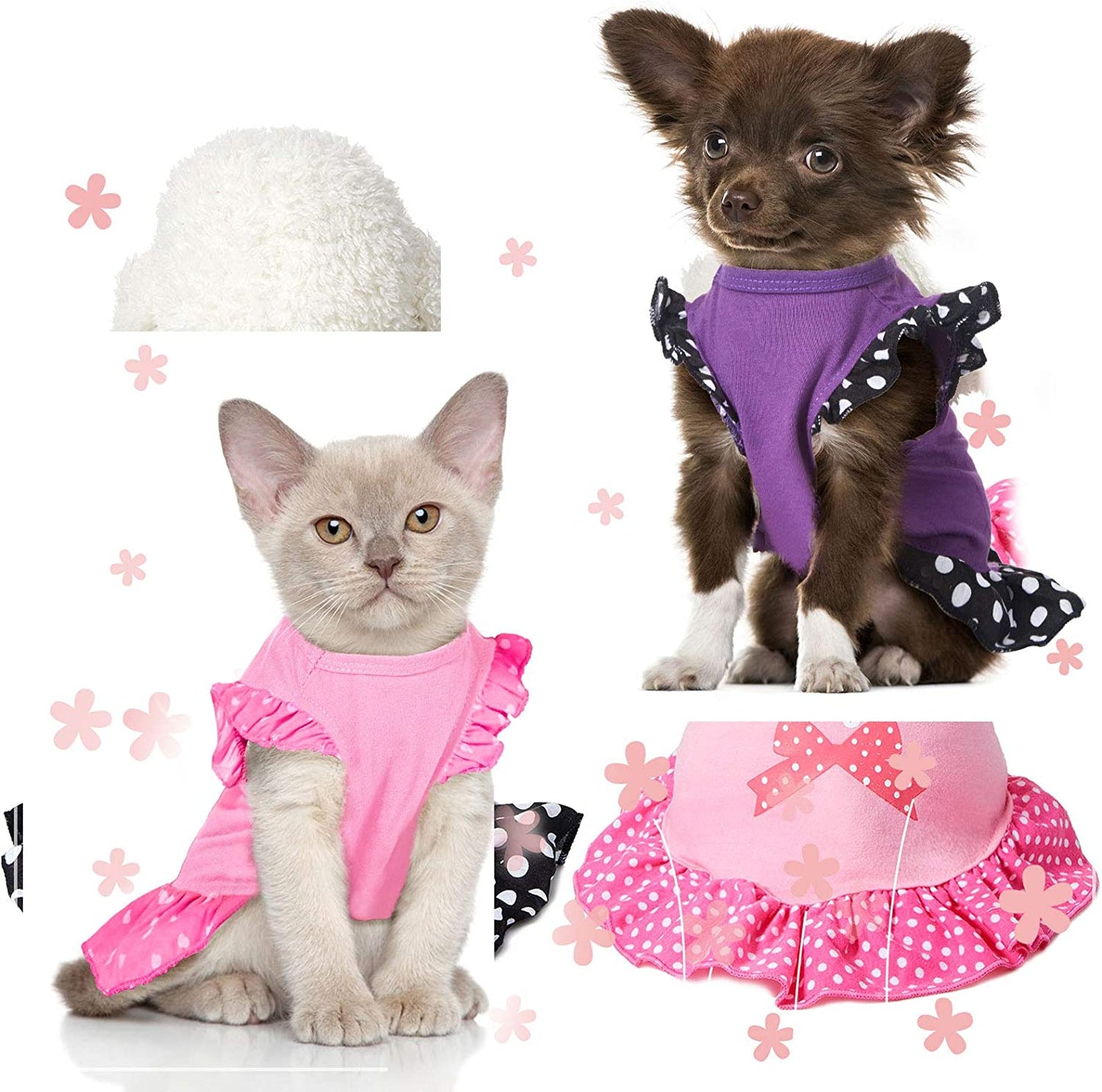 2 Pieces Dog Dresses for Small Dogs Cute Girl Female Dog Dress Mommy Puppy Shirt Skirt Doggie Dresses Pet Summer Clothes Apparel for Dogs and Cats (Me and Angel,X-Small)