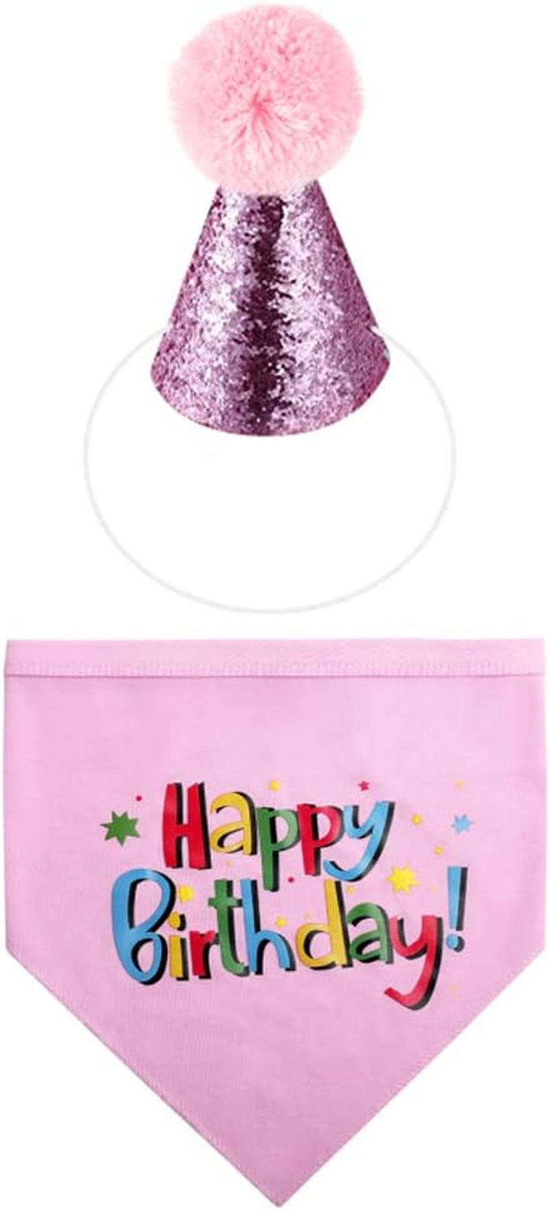 Dog Birthday Bandana Hat Scarf Party Supplies (Pink-Girl)