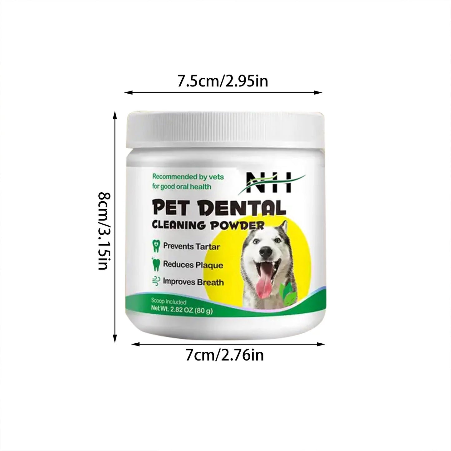 Dental Powder for Dogs, Powder Breath Freshener With, Tartar Remover for Small, Medium and Large Dogs