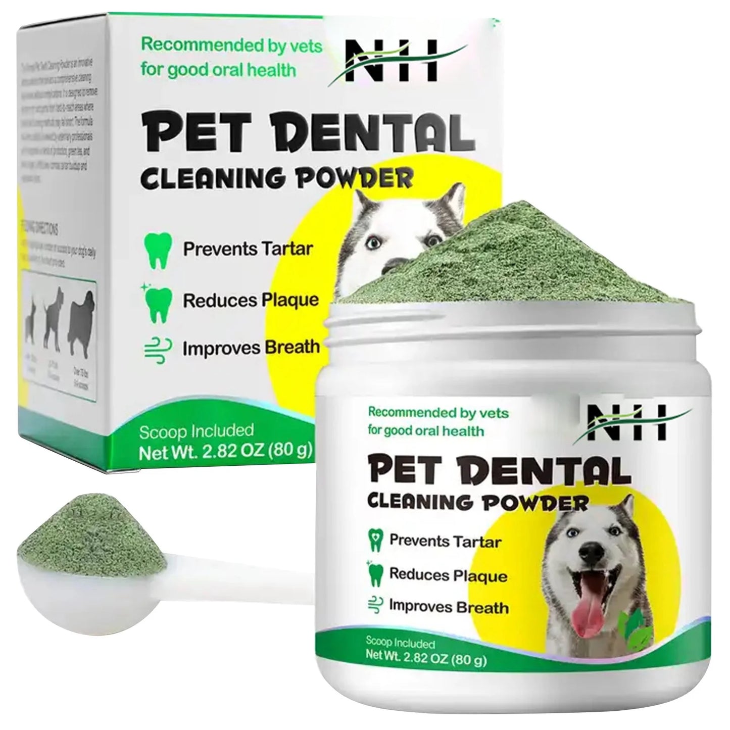 Dental Powder for Dogs, Powder Breath Freshener With, Tartar Remover for Small, Medium and Large Dogs